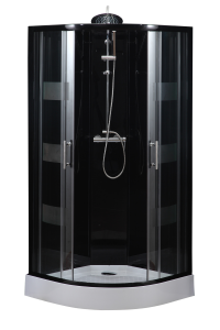 Cabine 1/4 cercle LOLY 90x90 noire porte couliss. verre 5mm- Fin de série